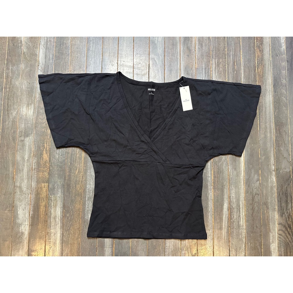 Hollister Black Surplice V-Neck Dolman Sleeve Top